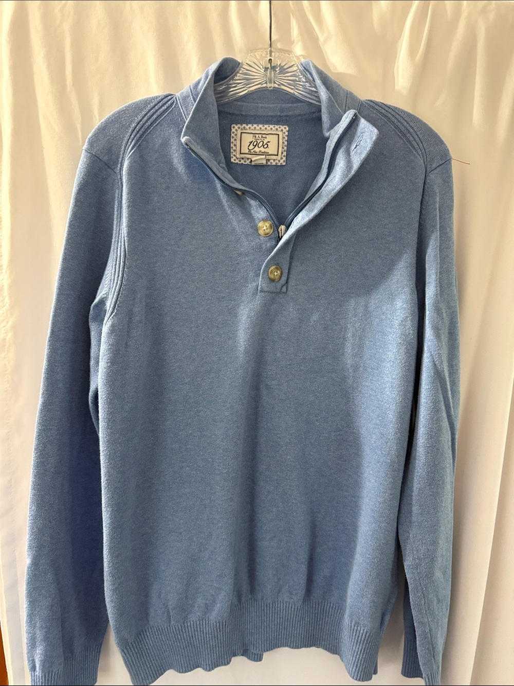 Light Blue V-Neck Button Sweater